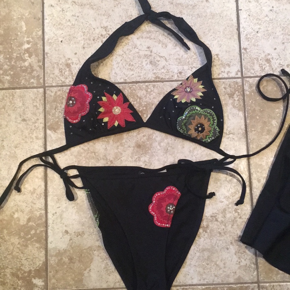 Beautiful black embroidered, beaded bikini